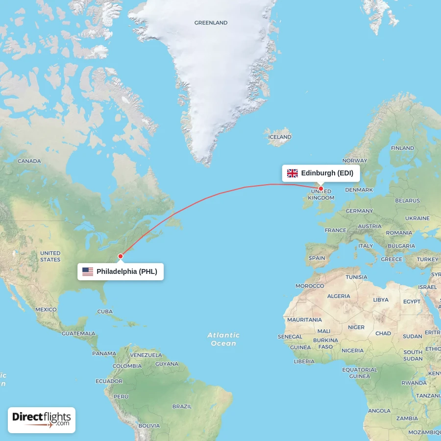 PHL - EDI route map