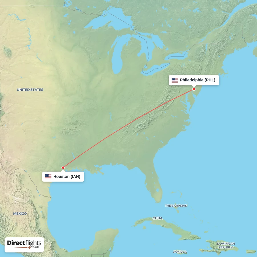 PHL - IAH route map