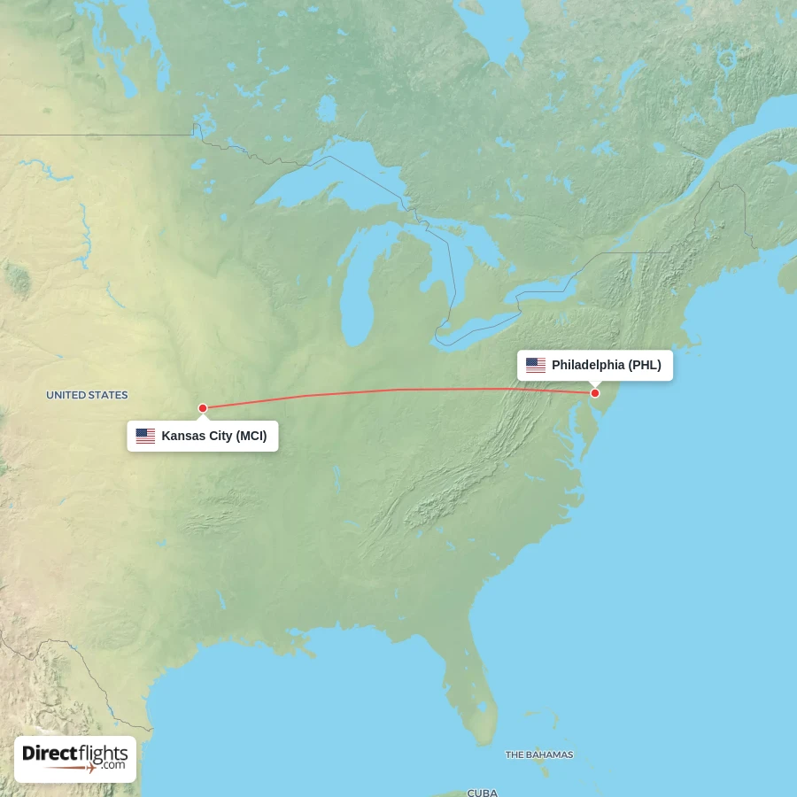 PHL - MCI route map
