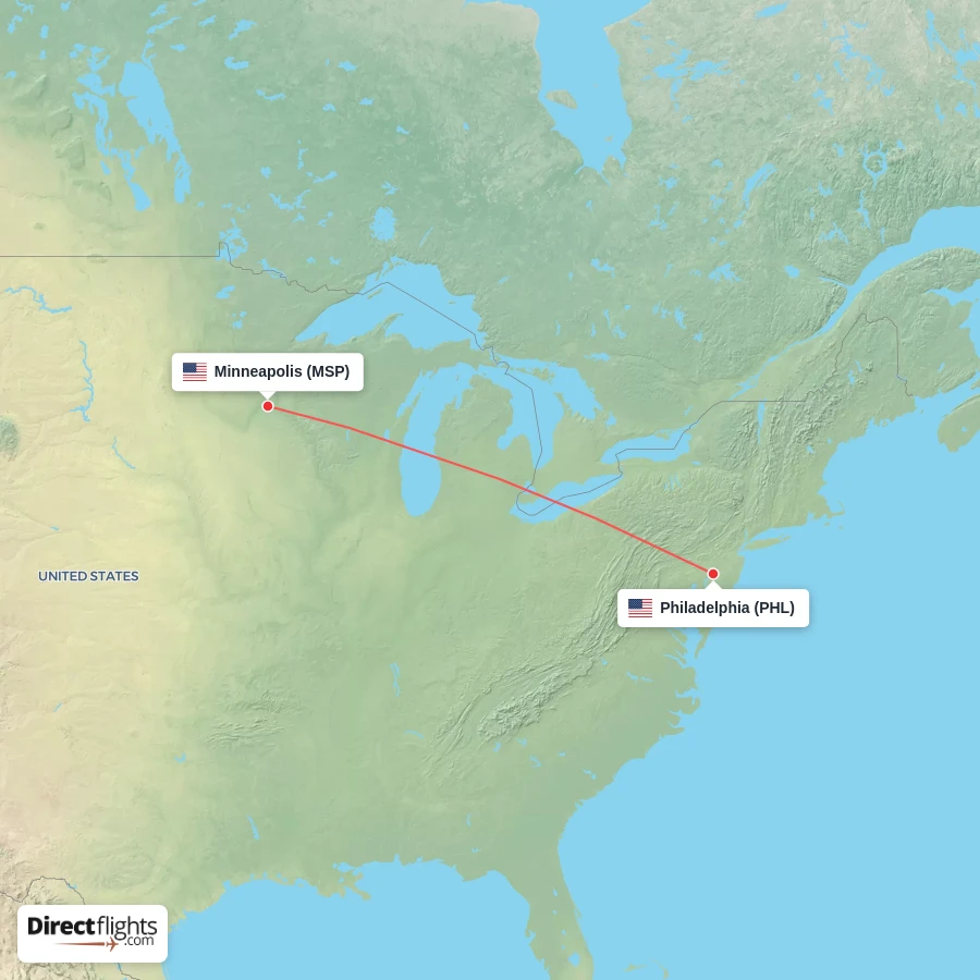 PHL - MSP route map
