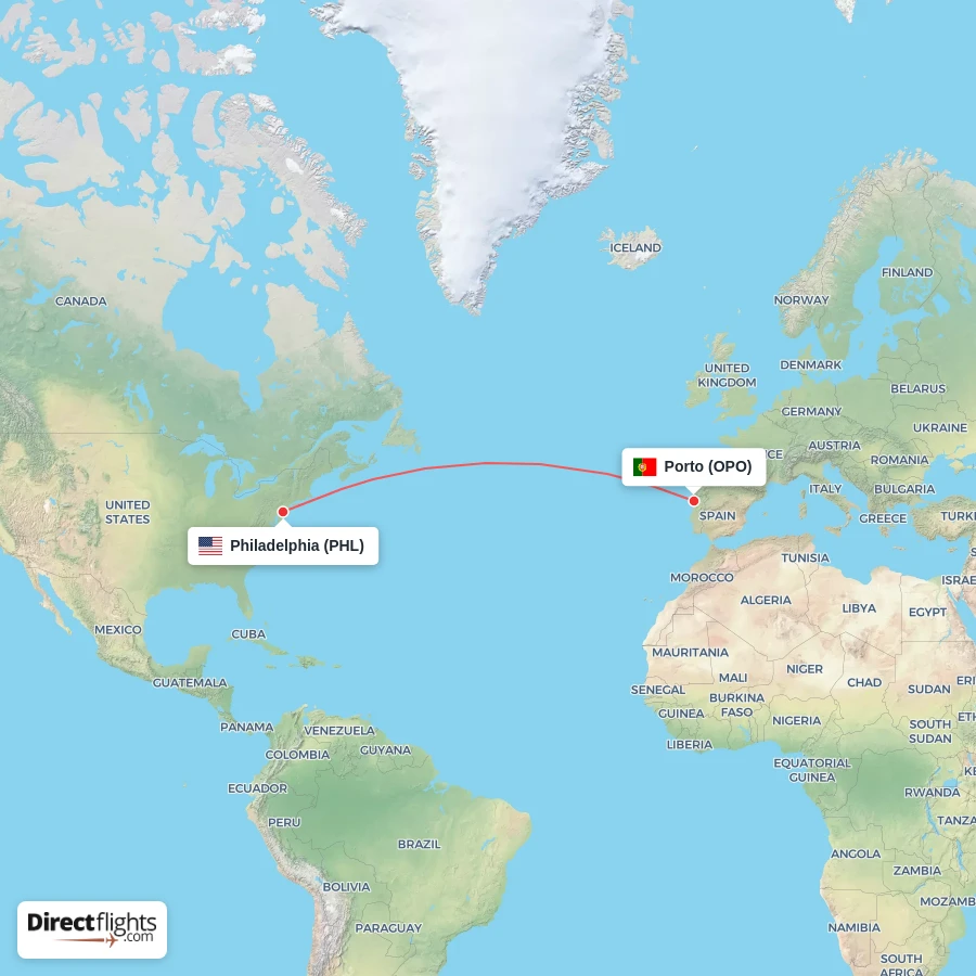 PHL - OPO route map