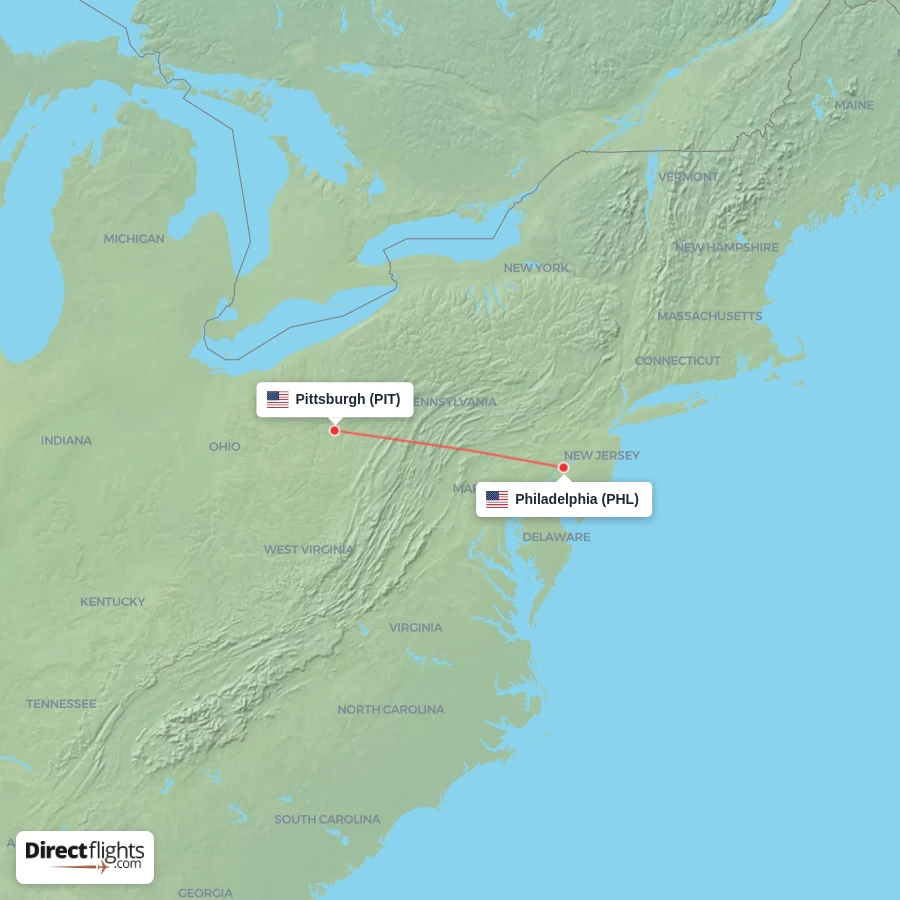 PHL - PIT route map