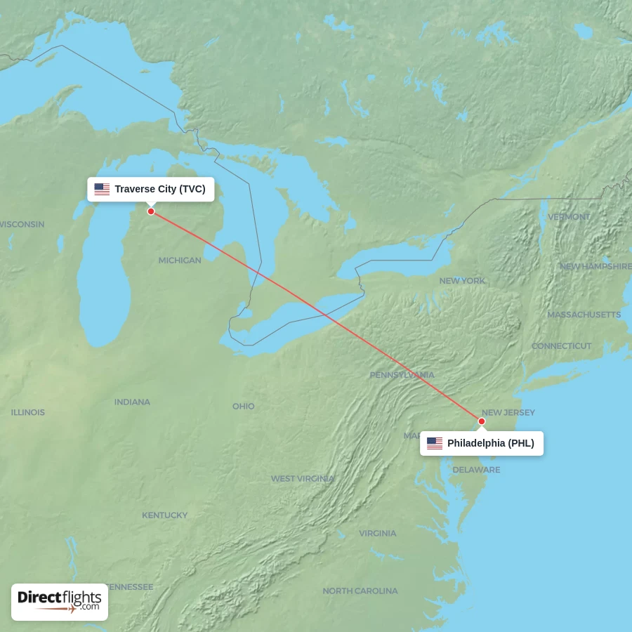 PHL - TVC route map