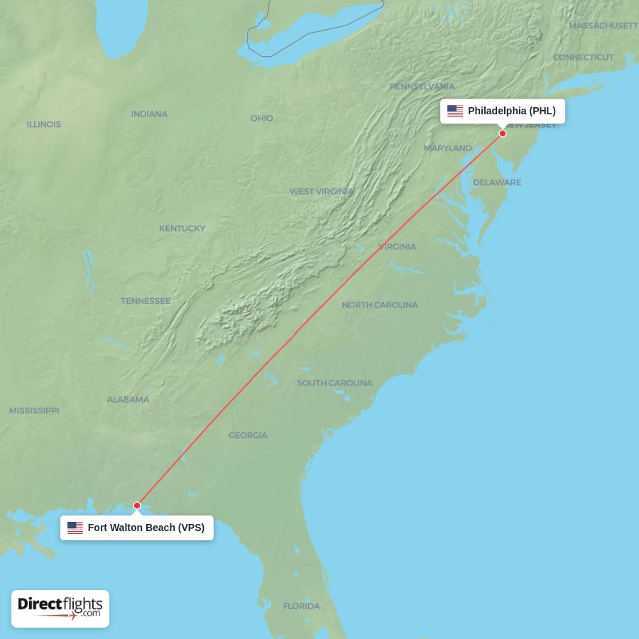 PHL - VPS route map