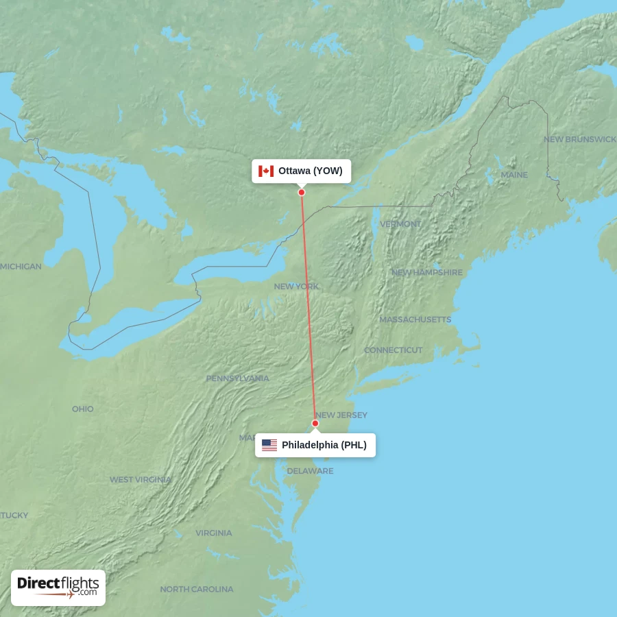 PHL - YOW route map
