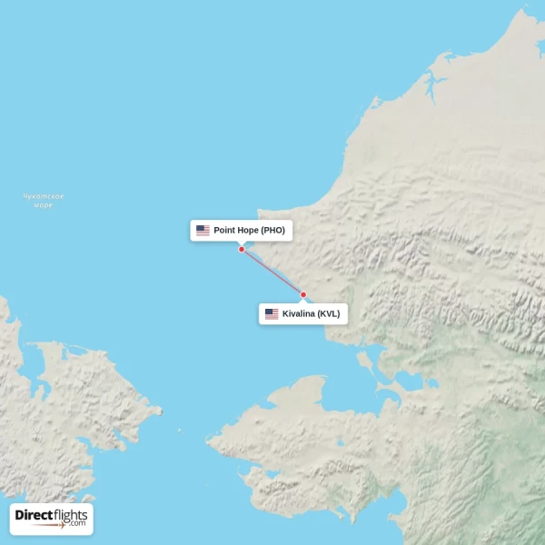 Point Hope - Kivalina direct flight map