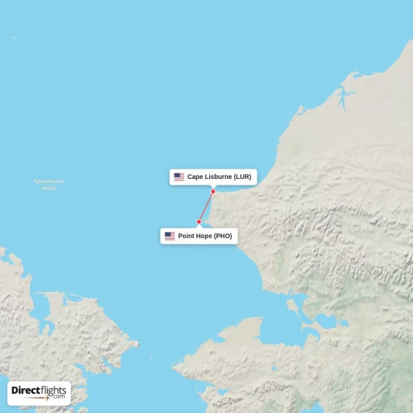 Point Hope - Cape Lisburne direct flight map