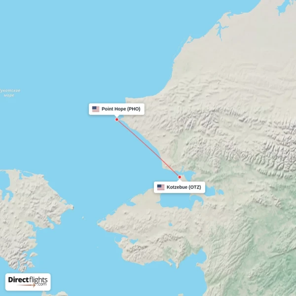 Point Hope - Kotzebue direct flight map
