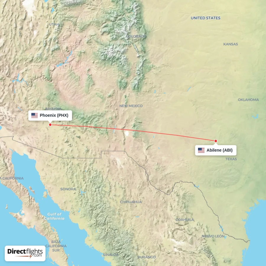 PHX - ABI route map