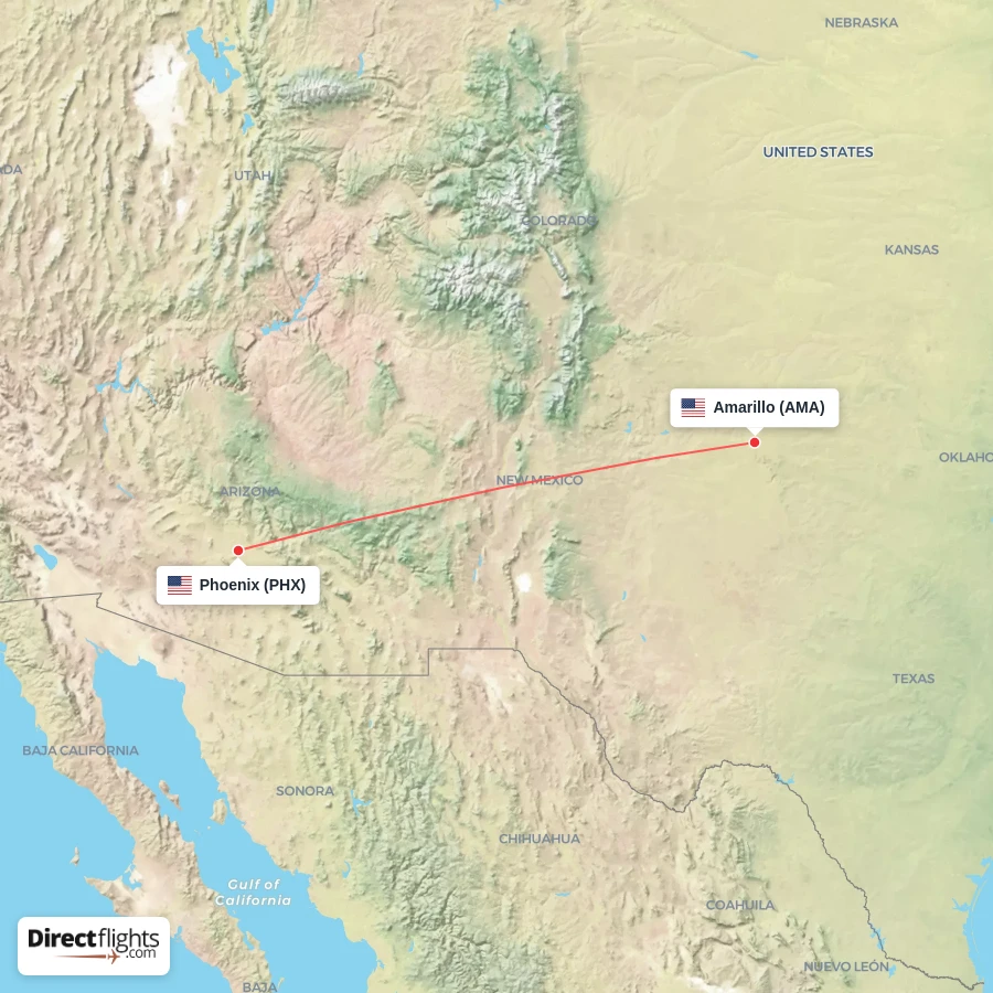 PHX - AMA route map