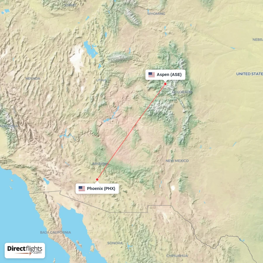 PHX - ASE route map