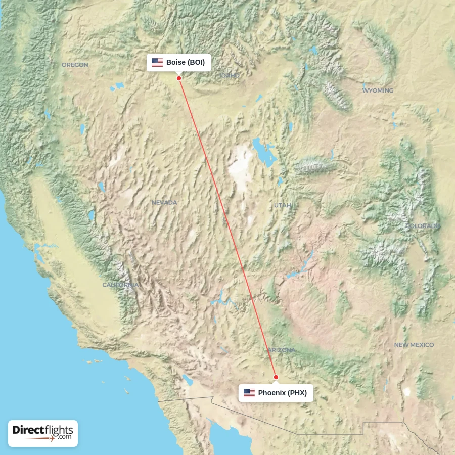 PHX - BOI route map