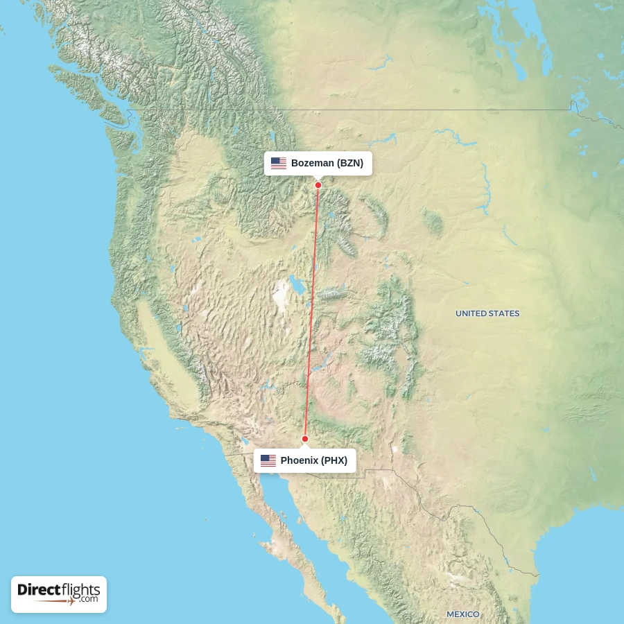 PHX - BZN route map