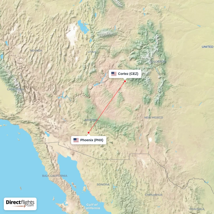 PHX - CEZ route map