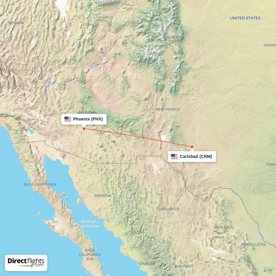 PHX - CNM route map