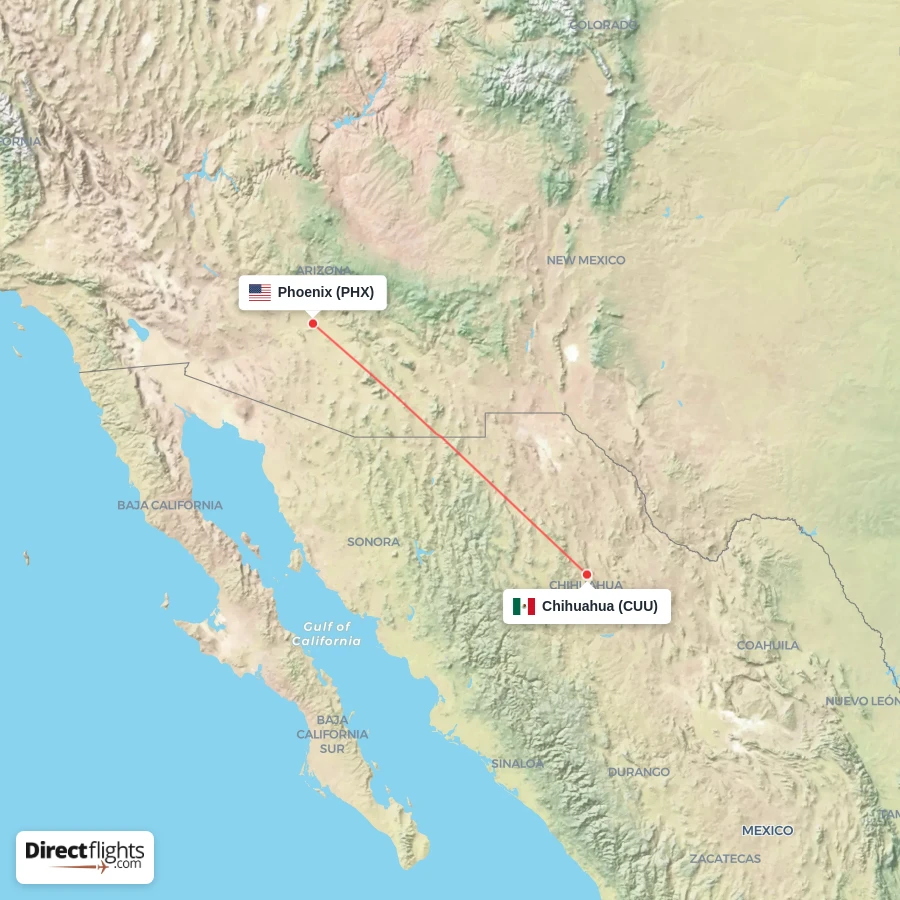 PHX - CUU route map