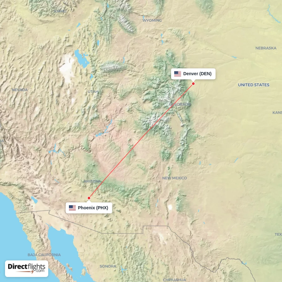 PHX - DEN route map