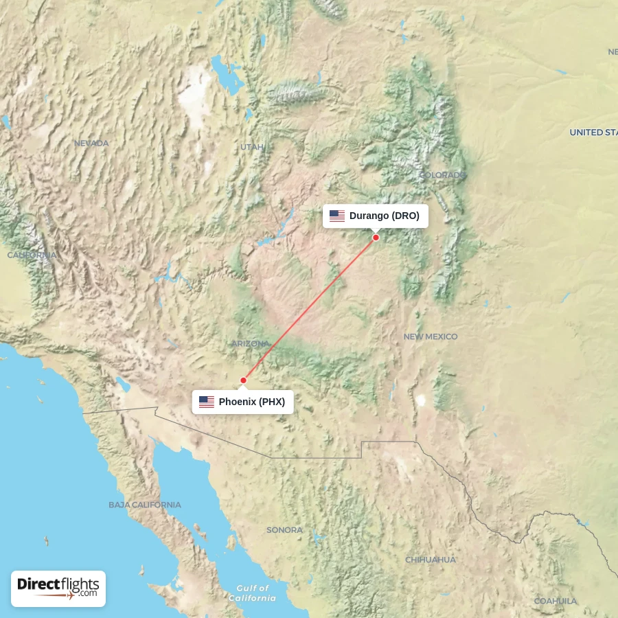 PHX - DRO route map