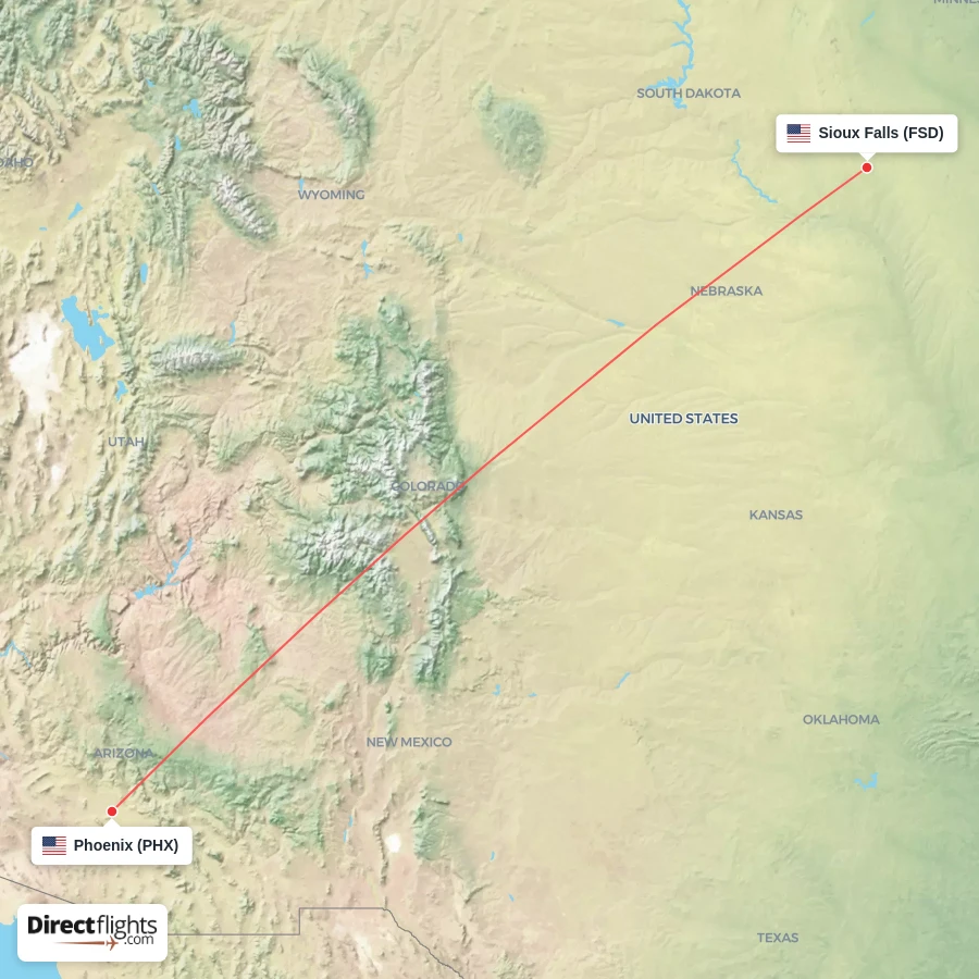 PHX - FSD route map