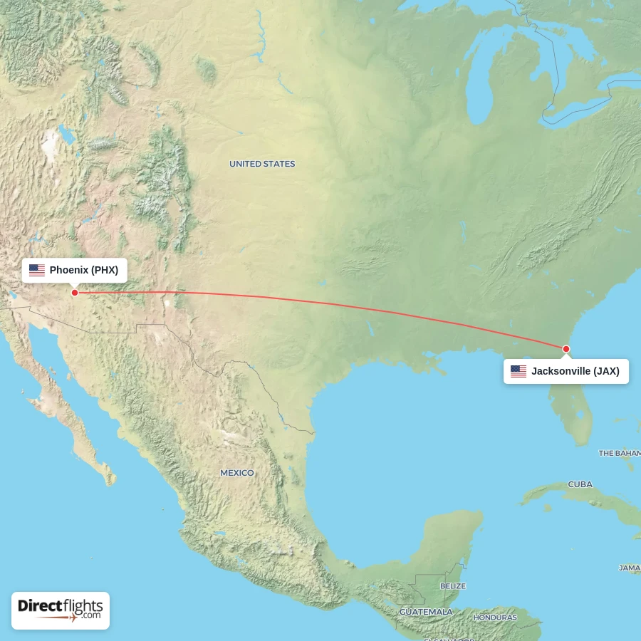 PHX - JAX route map