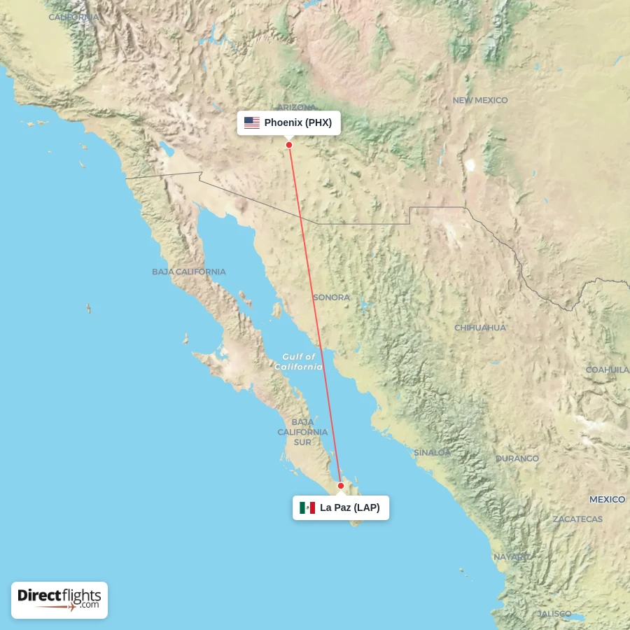 PHX - LAP route map