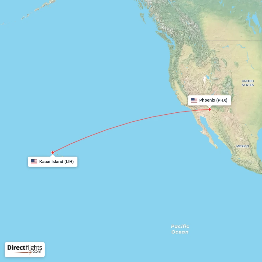 PHX - LIH route map