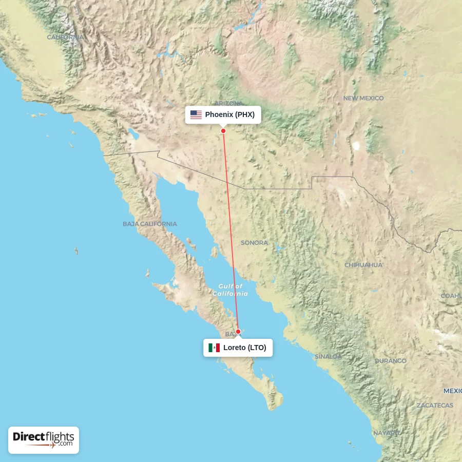 PHX - LTO route map