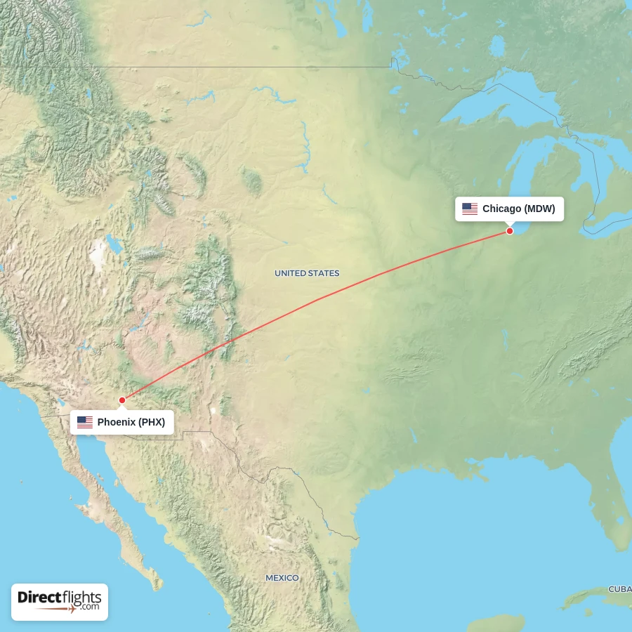 PHX - MDW route map