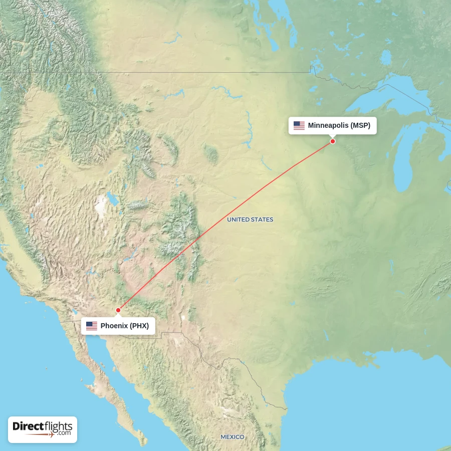 PHX - MSP route map