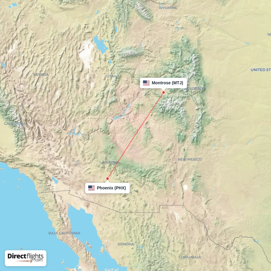 PHX - MTJ route map