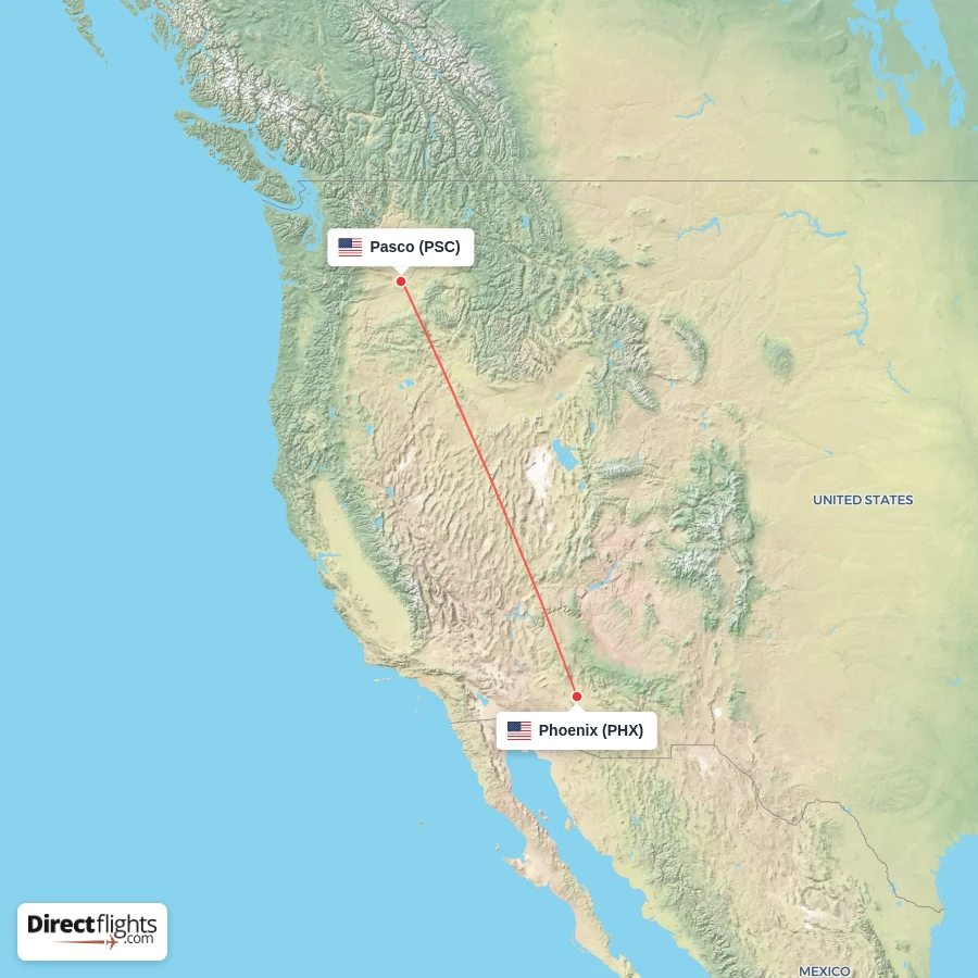 PHX - PSC route map