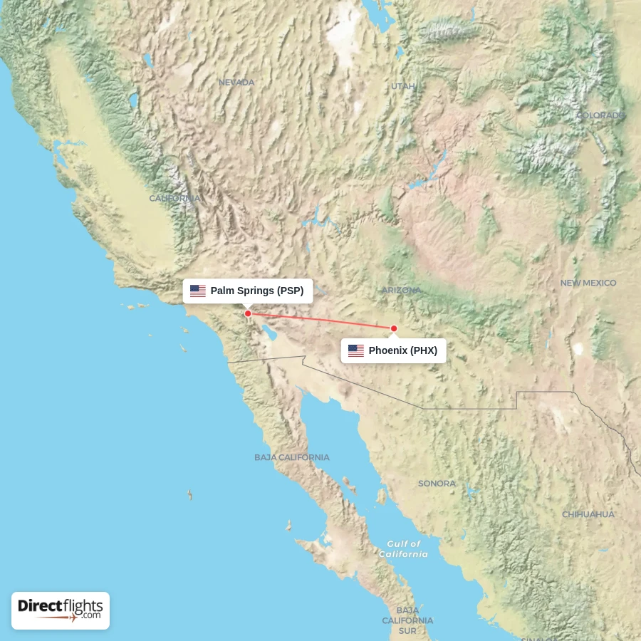 PHX - PSP route map
