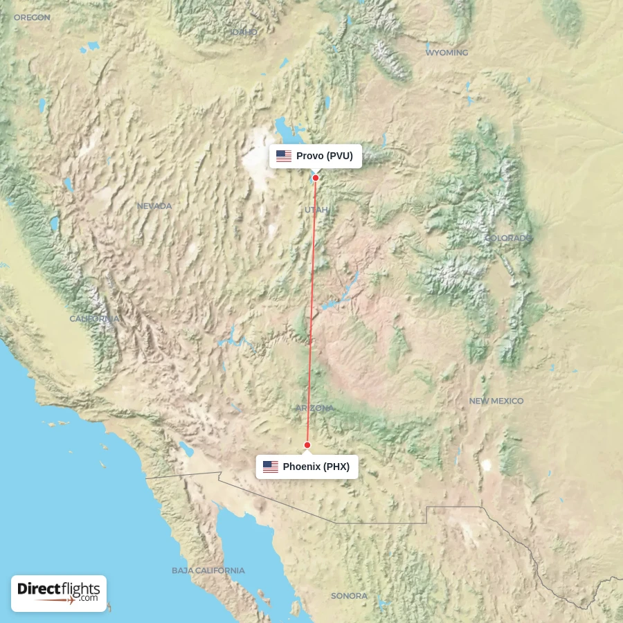 PHX - PVU route map