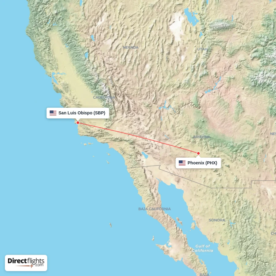 PHX - SBP route map