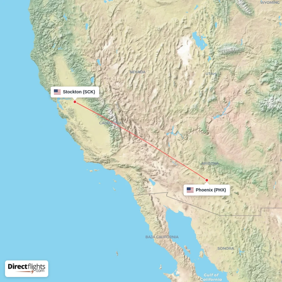 PHX - SCK route map