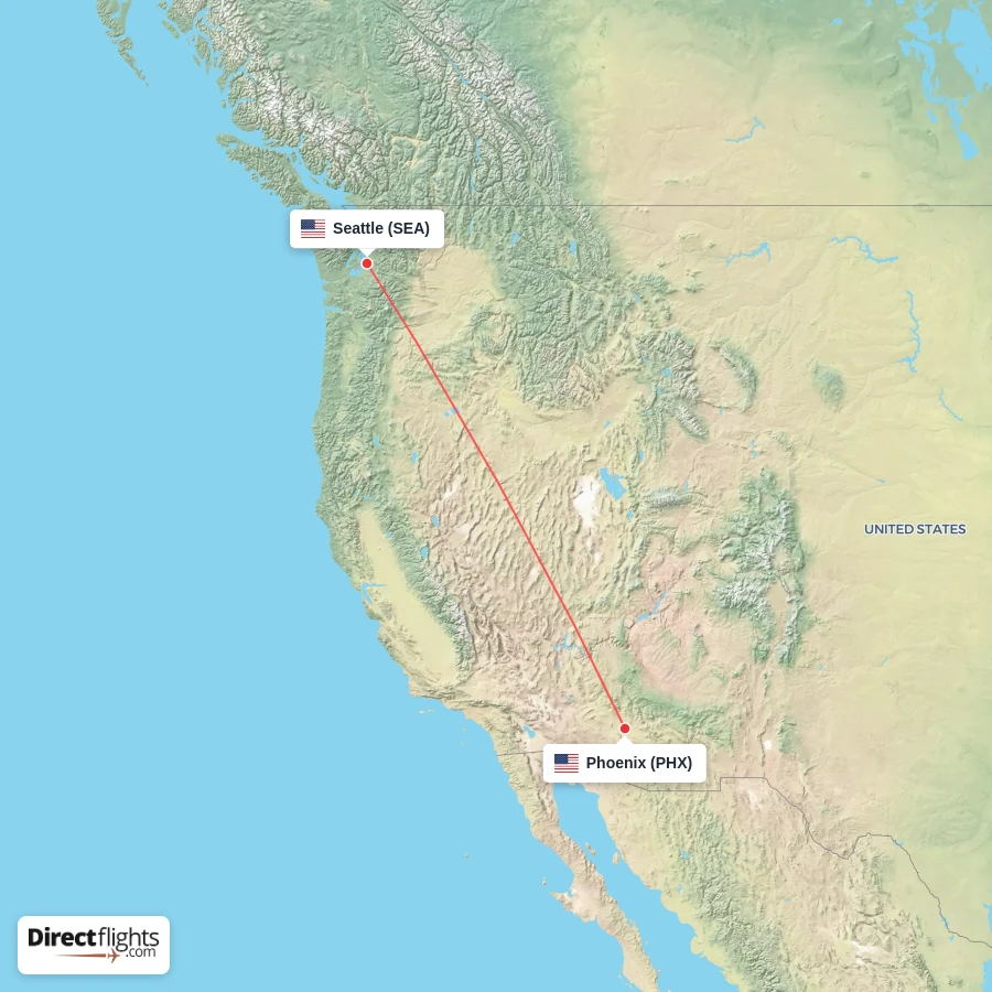 PHX - SEA route map
