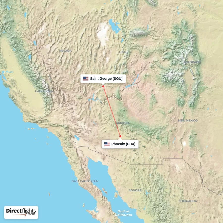 PHX - SGU route map