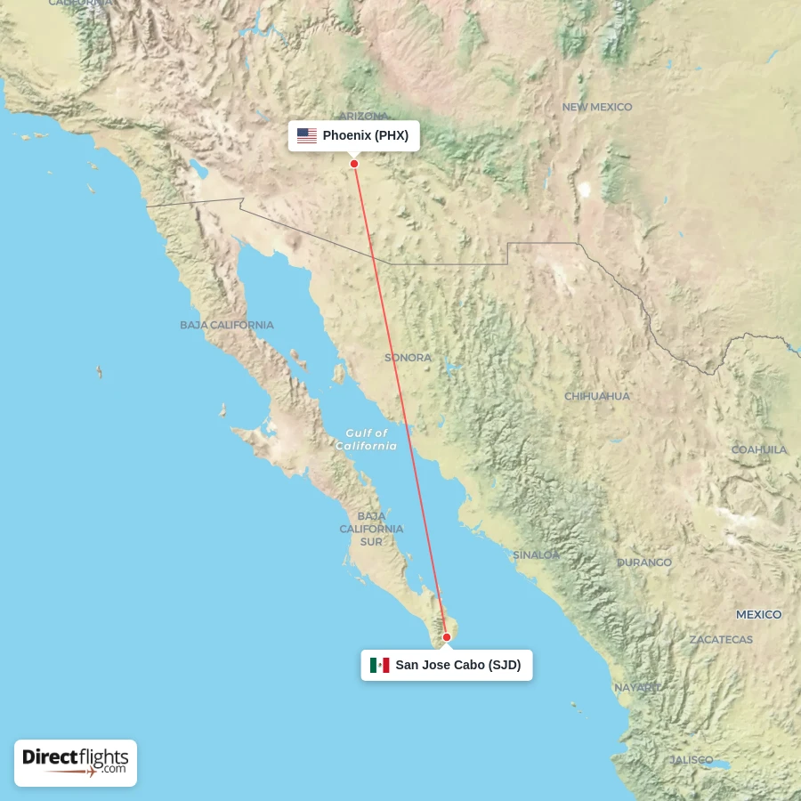 PHX - SJD route map