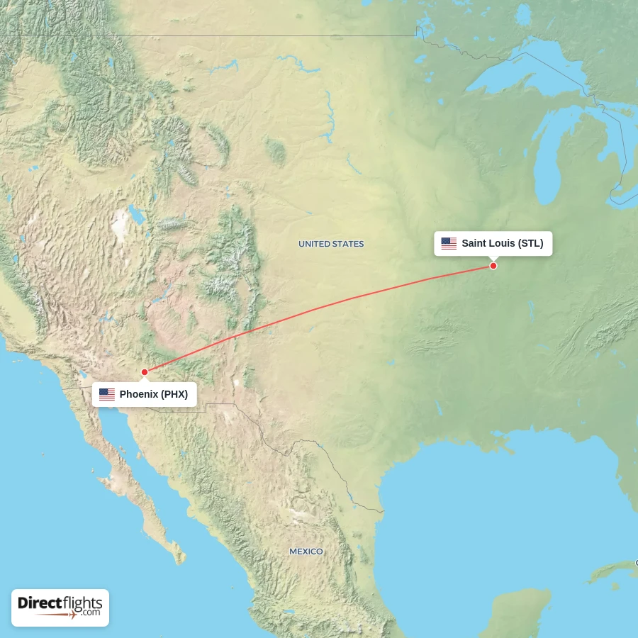 PHX - STL route map