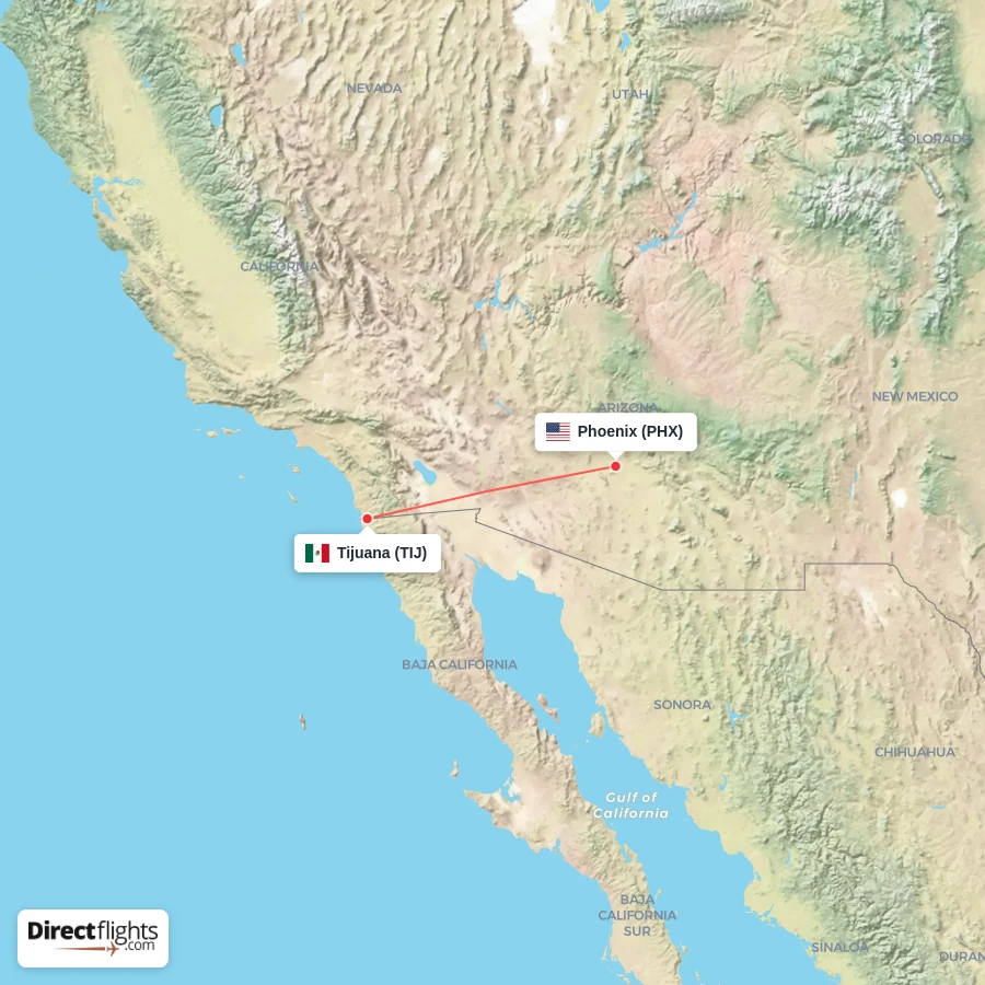 PHX - TIJ route map
