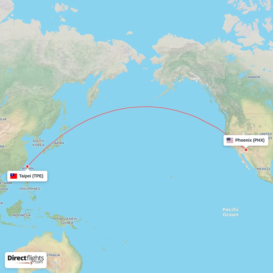 PHX - TPE route map