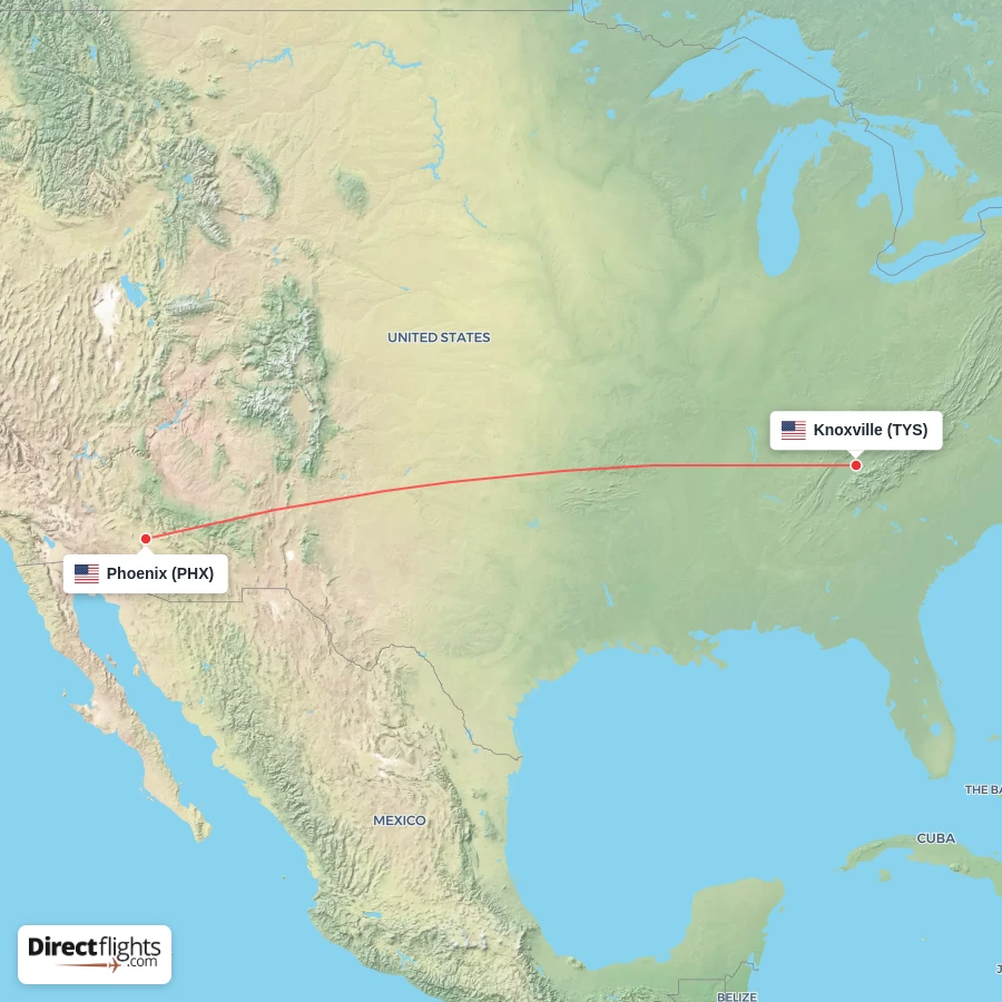 PHX - TYS route map