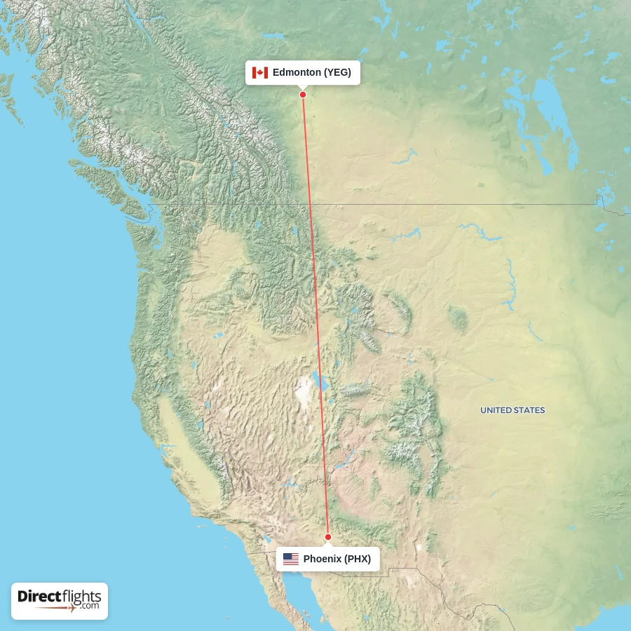 PHX - YEG route map