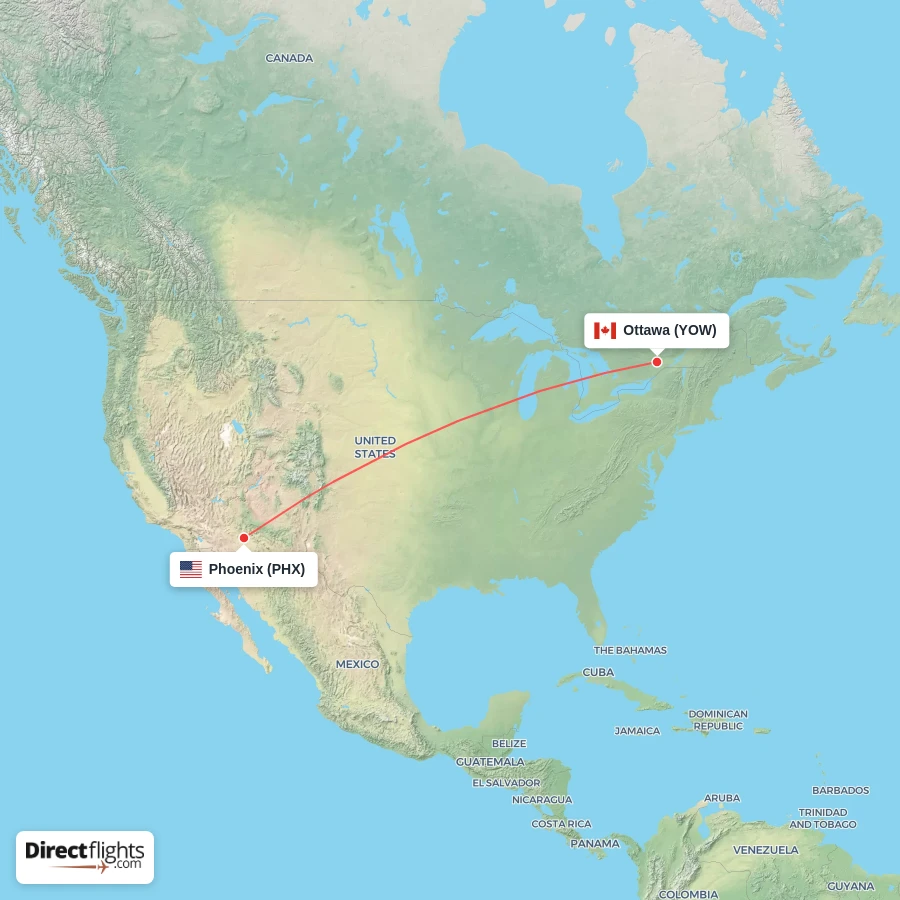 PHX - YOW route map