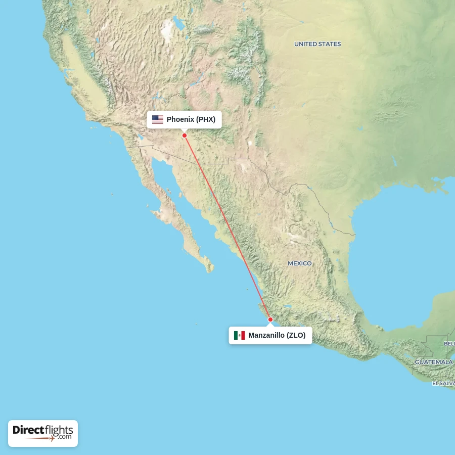 PHX - ZLO route map