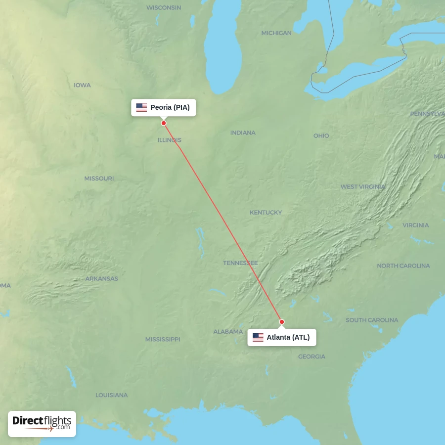 PIA - ATL route map