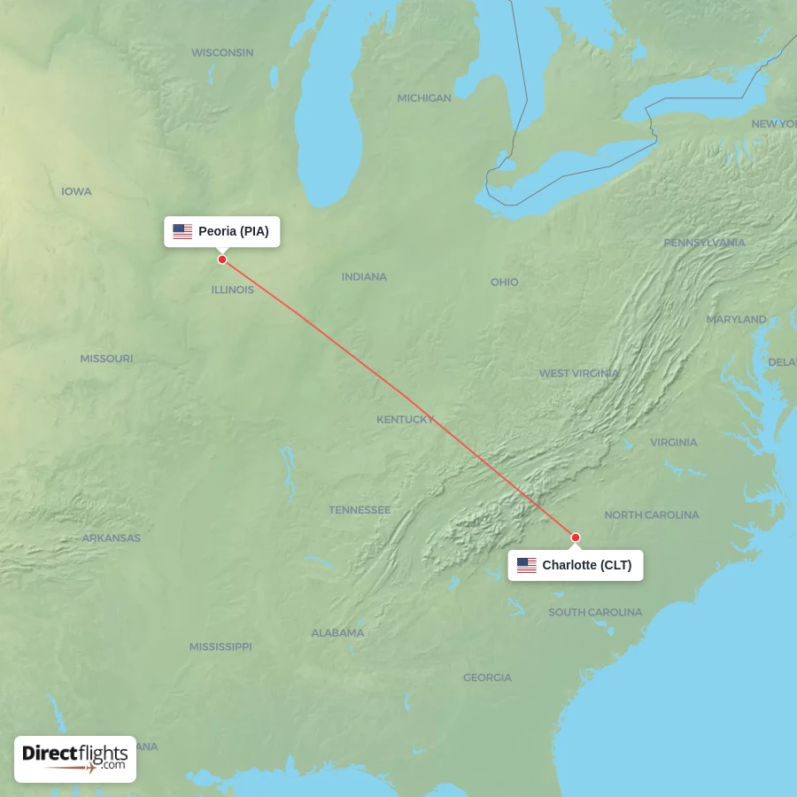 PIA - CLT route map