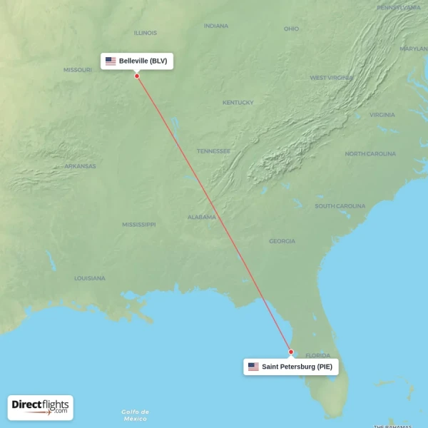 Saint Petersburg - Belleville direct flight map