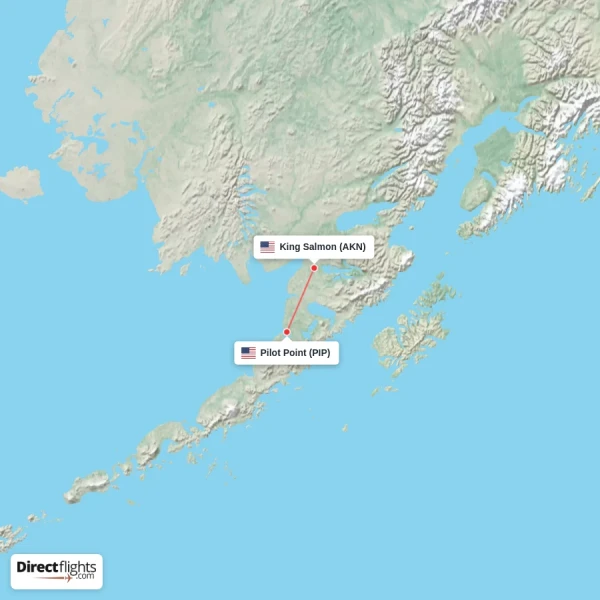 Pilot Point - King Salmon direct flight map