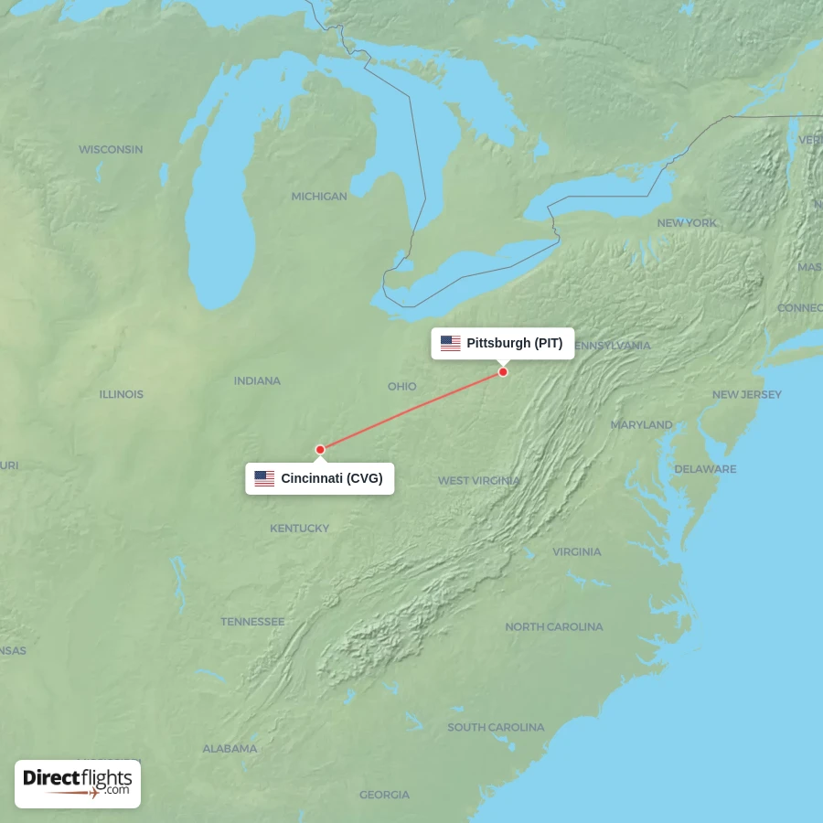 PIT - CVG route map